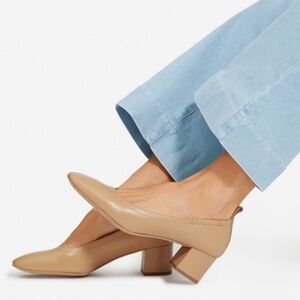Everlane Leather The Day Block Heel Nude Blush Beige Tan 9